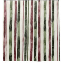 Burgundy Red Green Cream Stripes Christmas