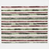 Burgundy Red Green Cream Stripes Christmas Fleece Deken (Voorkant (Horizontaal))