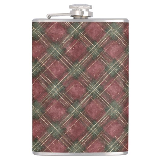 Burgundy Red Green Plaid Heupfles (Voorkant)