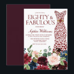 Burgundy Red Heart Dress Floral 80th Birthday Kaart<br><div class="desc">Burgundy Red Heart Dress Floral 80th Birthday 80th & Fabulous Eightieth Birthday Party Invitation Zie bijbehorend collectie in Niche en Nest Store Veel bedankt</div>