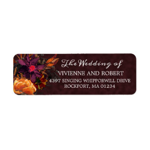 Burgundy Red Herfst Flowers Weddenschap Return Add Etiket