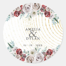 Burgundy Red Ivory Floral Gold Coral Wedding