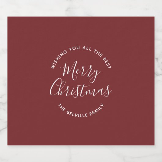 Burgundy Red Kerst stickers (Enkel label)