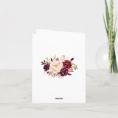 Burgundy Red Lace Floral String Lights Thank You Bedankkaart (Achterkant)