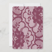 Burgundy Red Lace Gold Wedding Royal Uitnodiging (Achterkant)