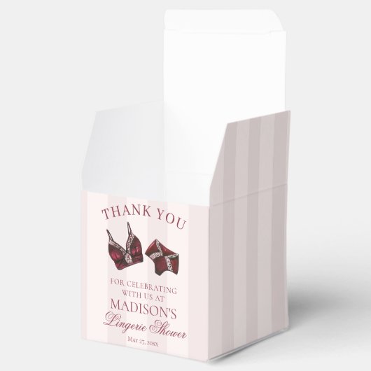 Burgundy Red Lace Lingerie Shower Bridal Dessert Bedankdoosjes (Geopend)