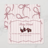 Burgundy Red Lace Lingerie Shower Details Informatiekaartje (Voorkant / Achterkant)