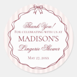 Burgundy Red Lingerie Shower Bachelorette Party Ronde Sticker
