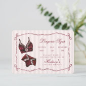 Burgundy Red Lingerie Sizes Shower Bow Informatiekaartje (Staand voorkant)