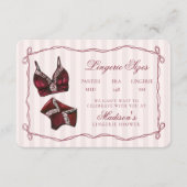 Burgundy Red Lingerie Sizes Shower Bow Informatiekaartje (Voorkant)