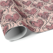 Burgundy Red Love Hearts Cadeaupapier (Rol Hoek)