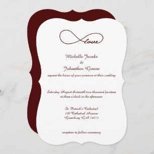 Burgundy Red Love Infinity Wedding Invitation Kaart