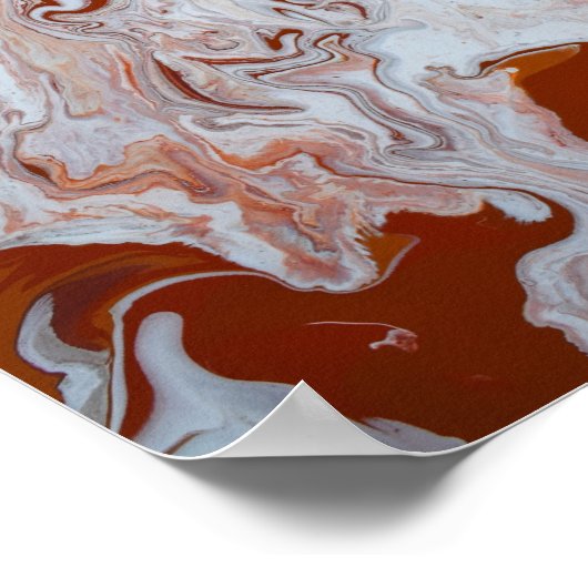 Burgundy Red Marble Abstracte Fluid Art Poster (Hoek)