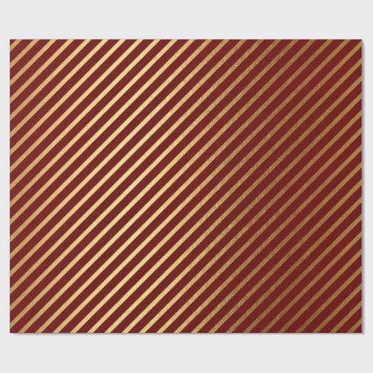 Burgundy Red Maroon Gold Stripes Lux Cadeaupapier (Vlak)
