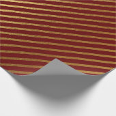 Burgundy Red Maroon Gold Stripes Lux Cadeaupapier (Hoek)