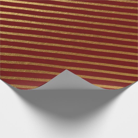 Burgundy Red Maroon Gold Stripes Lux Cadeaupapier (Hoek)