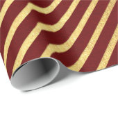 Burgundy Red Maroon Gold Stripes Lux Cadeaupapier (Rol Hoek)
