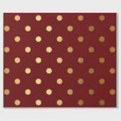 Burgundy Red Maroon Golden Big Polka Dots Cadeaupapier (Vlak)
