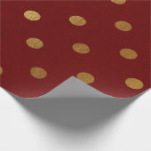 Burgundy Red Maroon Golden Big Polka Dots Cadeaupapier (Hoek)