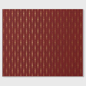 Burgundy Red Maroon Golden Stripes laat Stippen va Cadeaupapier (Vlak)