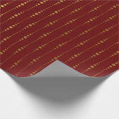 Burgundy Red Maroon Golden Stripes laat Stippen va Cadeaupapier (Hoek)
