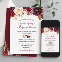 Burgundy Red Marsala Floral Chic Fall Wedding