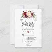Burgundy Red Marsala Floral Hand Lettering RSVP (Voorkant)