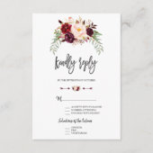 Burgundy Red Marsala Floral Hand Lettering RSVP (Voorkant)