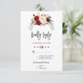 Burgundy Red Marsala Floral Hand Lettering RSVP (Staand voorkant)