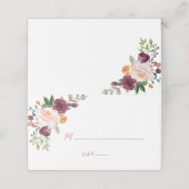 Burgundy Red Marsala Floral Place Cards Plaatskaartje (Buitenkant ongevouwen)