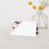 Burgundy Red Marsala Floral Place Cards Plaatskaartje (Achterkant)