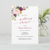 Burgundy Red Marsala Floral Wedding Shower Kaart (Staand voorkant)