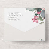 BURGUNDY RED MARSALA GREEN WATERVERF FLORAL PEONY ALL IN ONE UITNODIGING (Achterkant)