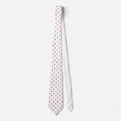 Burgundy Red Mini Polka Dot Pattern on White Stropdas (Voorkant)