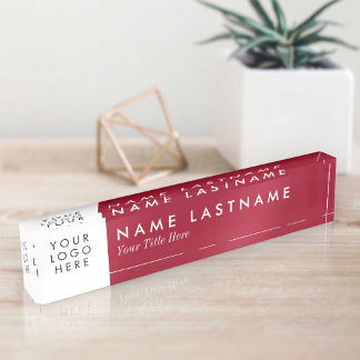 Burgundy Red Minimalist Custom Logo Naambordje