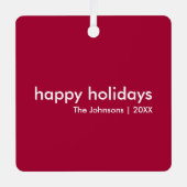 Burgundy Red Minimalist | Kerstmis in Ruby Maroon Metalen Ornament (Voorkant)