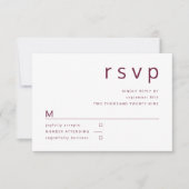 Burgundy Red Minimalist Typography Wedding RSVP Kaartje (Voorkant)
