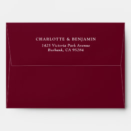 Burgundy Red Modern Custom Wedding 5.25x7.25 Envelop