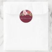 Burgundy Red Modern Wedding Names Favor Seal Ronde Sticker (Tas)