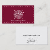 Burgundy Red  Monogram Business Visitekaartje (Voorkant / Achterkant)