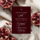 Burgundy Red Monogram Romantic Wedding Kaart