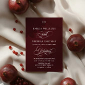 Burgundy Red Monogram Romantic Wedding Kaart