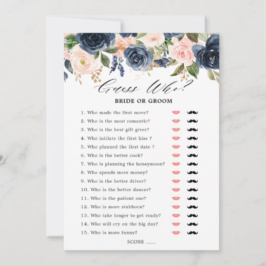 Burgundy Red Navy Blue Floral Vrijgezellenfeest ga Kaart (Voorkant)