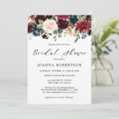 Burgundy Red Navy Blue Floral Vrijgezellenfeest Kaart (Staand voorkant)