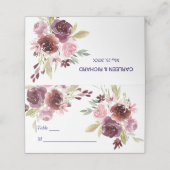 Burgundy Red Navy Blue Floral Wedding Plaatskaartje (Buitenkant ongevouwen)