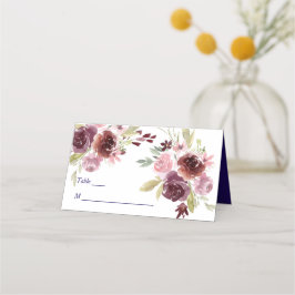 Burgundy Red Navy Blue Floral Wedding Plaatskaartje