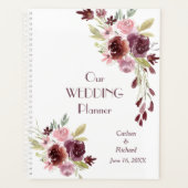 Burgundy Red Navy Blue Floral Wedding Planner (Voorkant)