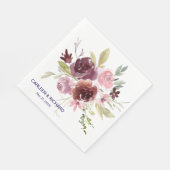 Burgundy Red Navy Blue Floral Wedding Servet (Hoek)