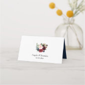 Burgundy Red Navy Blue Floral Wedding Table Plaatskaartje (Achterkant)