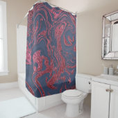 Burgundy Red Navy Blue Glitter Marble Douchegordijn (In situ)